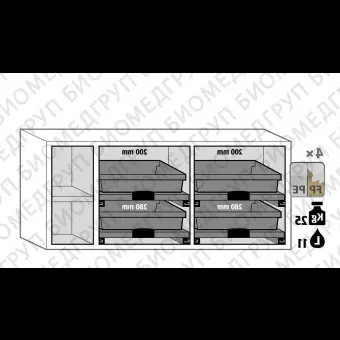 Тумбы для хранения негорючих опасных материалов, ширина 59 140 см, распашные дверцы, выдвижные полки SLClassicUB, Asecos, 3062289230624