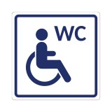 Плоскостной знак Туалет доступный для инвалидов на кресле-коляске 250х250 синий на белом